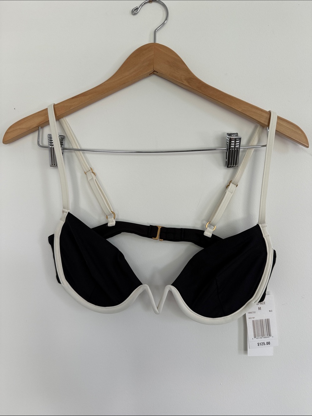 l*space Black and Cream Underwire Bikini Top